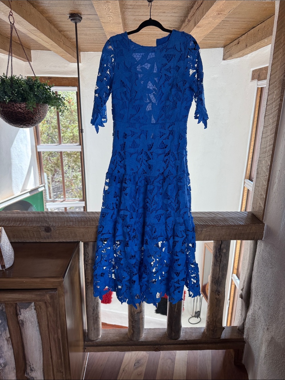 Royal Blue Lace Midi Dress - Women